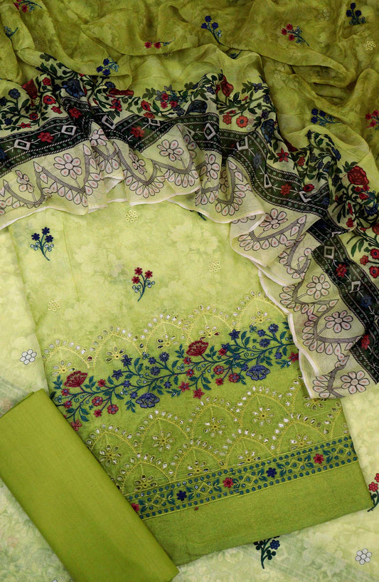 Aabroo by Amna Khadija Chikankari Lawn Unstitched 3 Piece Suit - D-05 - AM25ABL - Green - Summer Collection