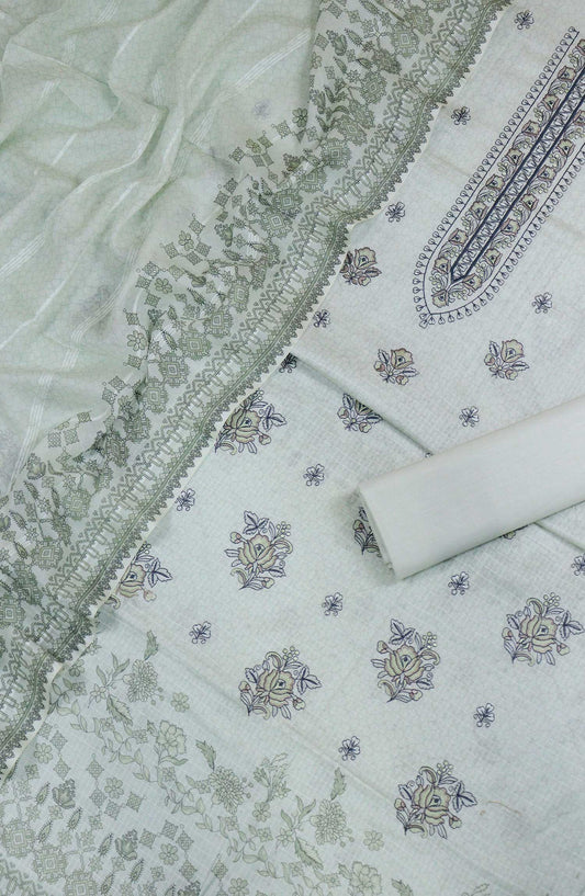 Mehak by Amna Khadija Self Embroidered Lawn Unstitched 3 Piece Suit - AM25MHA - Design-05 - Light Grey - Summer Collection