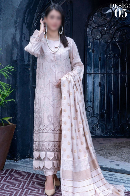 Jahan Ara Embroidered Leather Peach Collection - Design 05