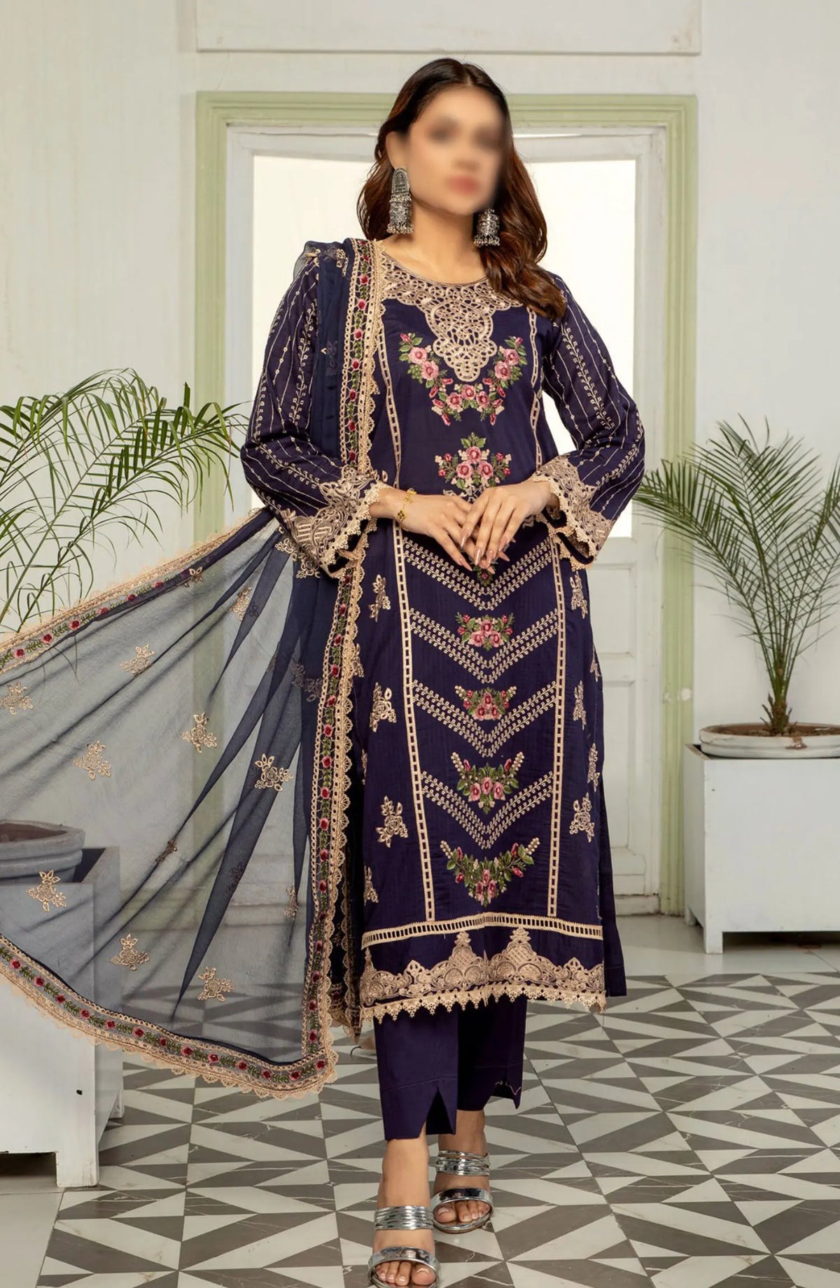 Saffron Premium Embroidered Lawn Collection 2024 - Design 05