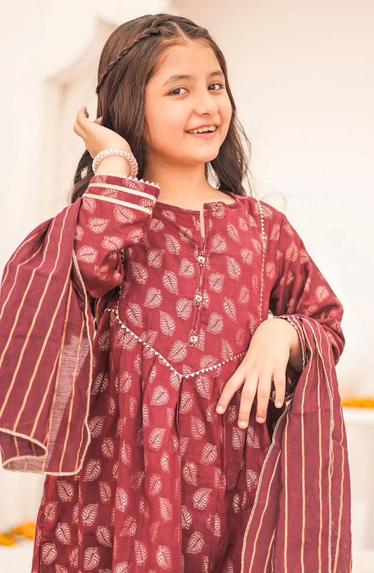 Ronaq Fancy Jacquard Stitched Collection - Design 05 (K) Maroon