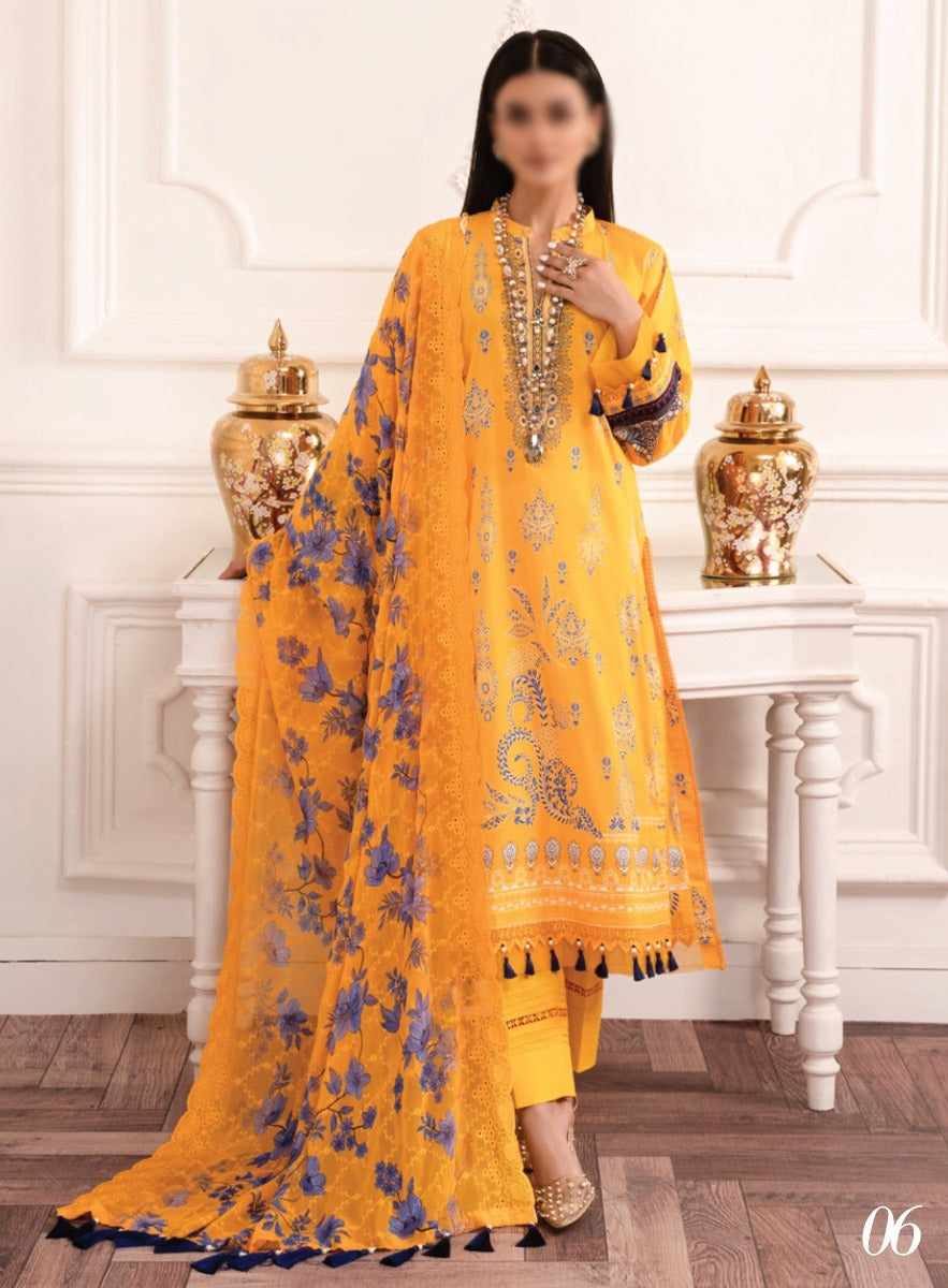 AL ZOHAIB Sunshine Bloom Bamber Chikankari Dupatta Collection - Design 06