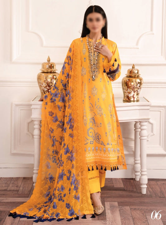 AL ZOHAIB Sunshine Bloom Bamber Chikankari Dupatta Collection - Design 06