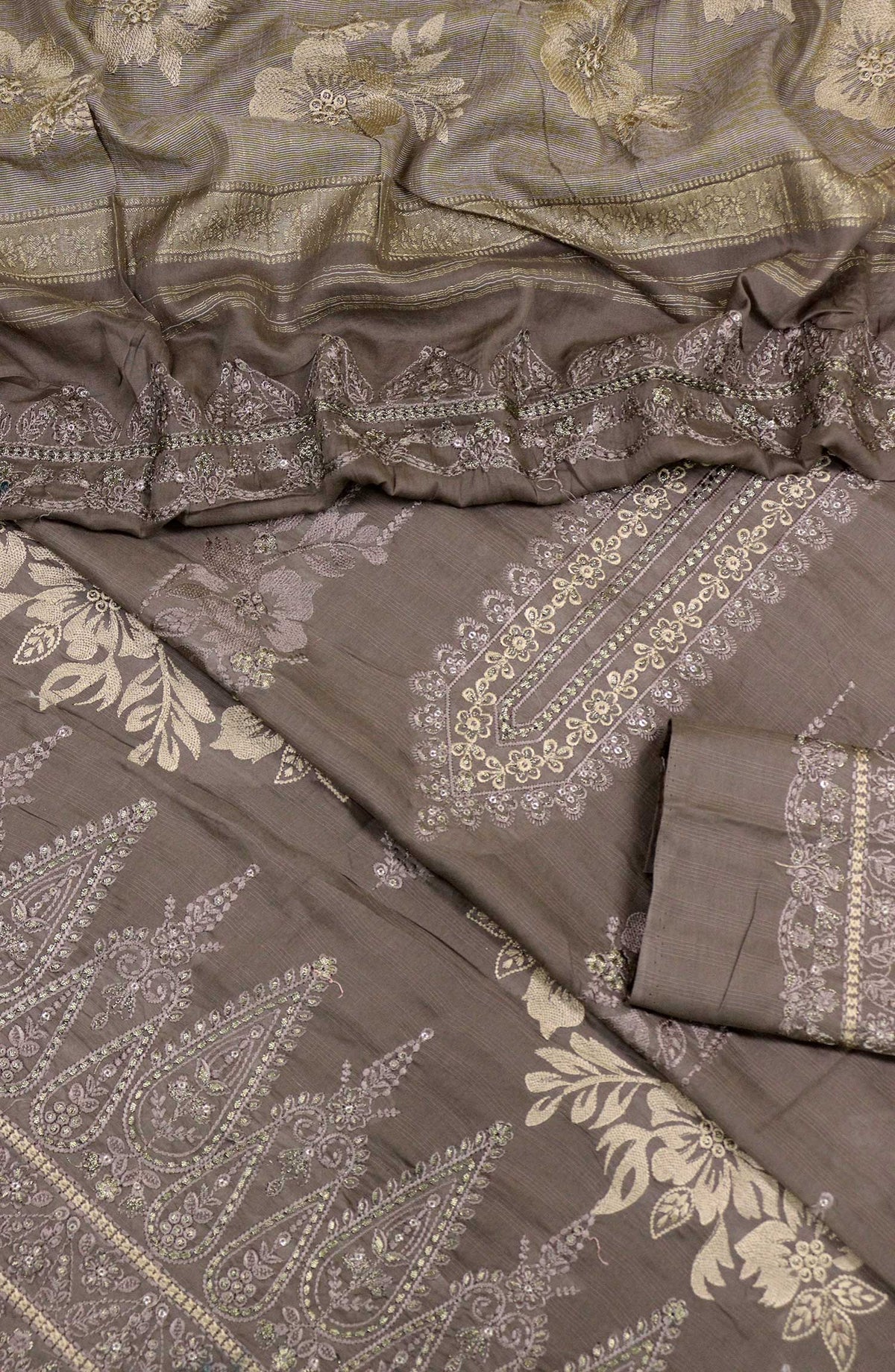 Bana Dora by Amna Khadija Embroidered Lawn Unstitched 3 Piece - D-06 - AM25BDV1 - Silver Grey - Summer Collection