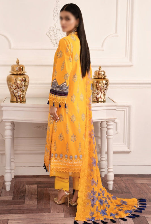AL ZOHAIB Sunshine Bloom Bamber Chikankari Dupatta Collection - Design 06