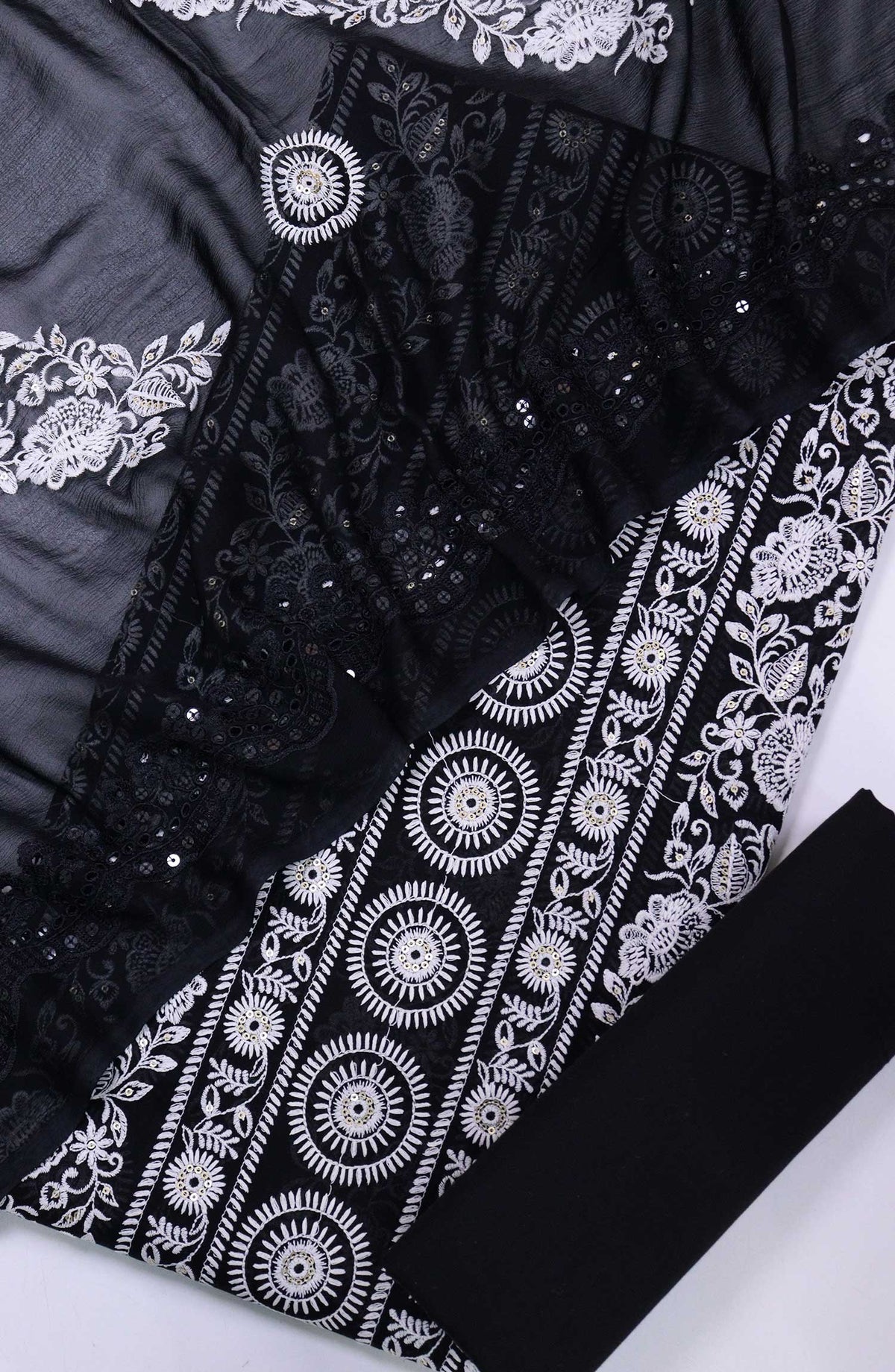 Amna Khadija Embroidered Lawn Unstitched 3 Piece - D-06 - AM25EL1 - Black - Summer Collection