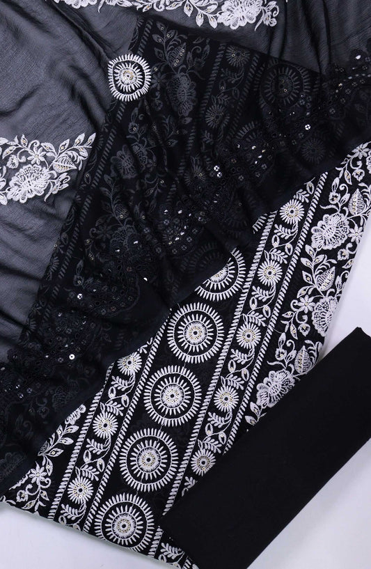 Amna Khadija Embroidered Lawn Unstitched 3 Piece - D-06 - AM25EL1 - Black - Summer Collection