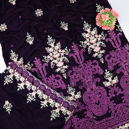 Signature Chapter 03 Unstitched Luxury Embroidered Velvet Series - Design 06