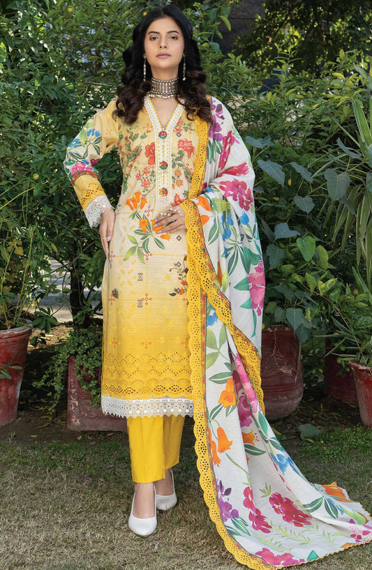 Mashaal by Riaz Arts Embroidered Lawn Unstitched 3 Piece - D-06 - RA25ML2 - Yellow - Summer Collection