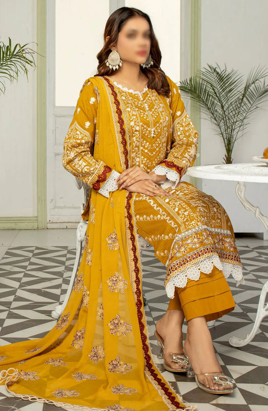 Saffron Premium Embroidered Lawn Collection 2024 - Design 06