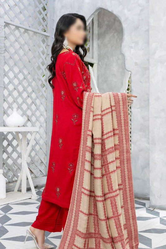 Baghban Leather Peach Embroidered Wool Shawl Collection 2023 - Design 06