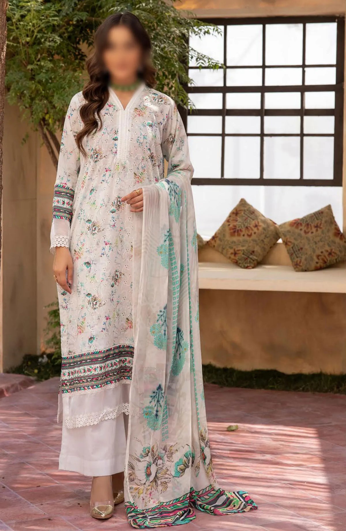 Mahees Printed Chikiankari Lawn Collection 2024 - Design 06