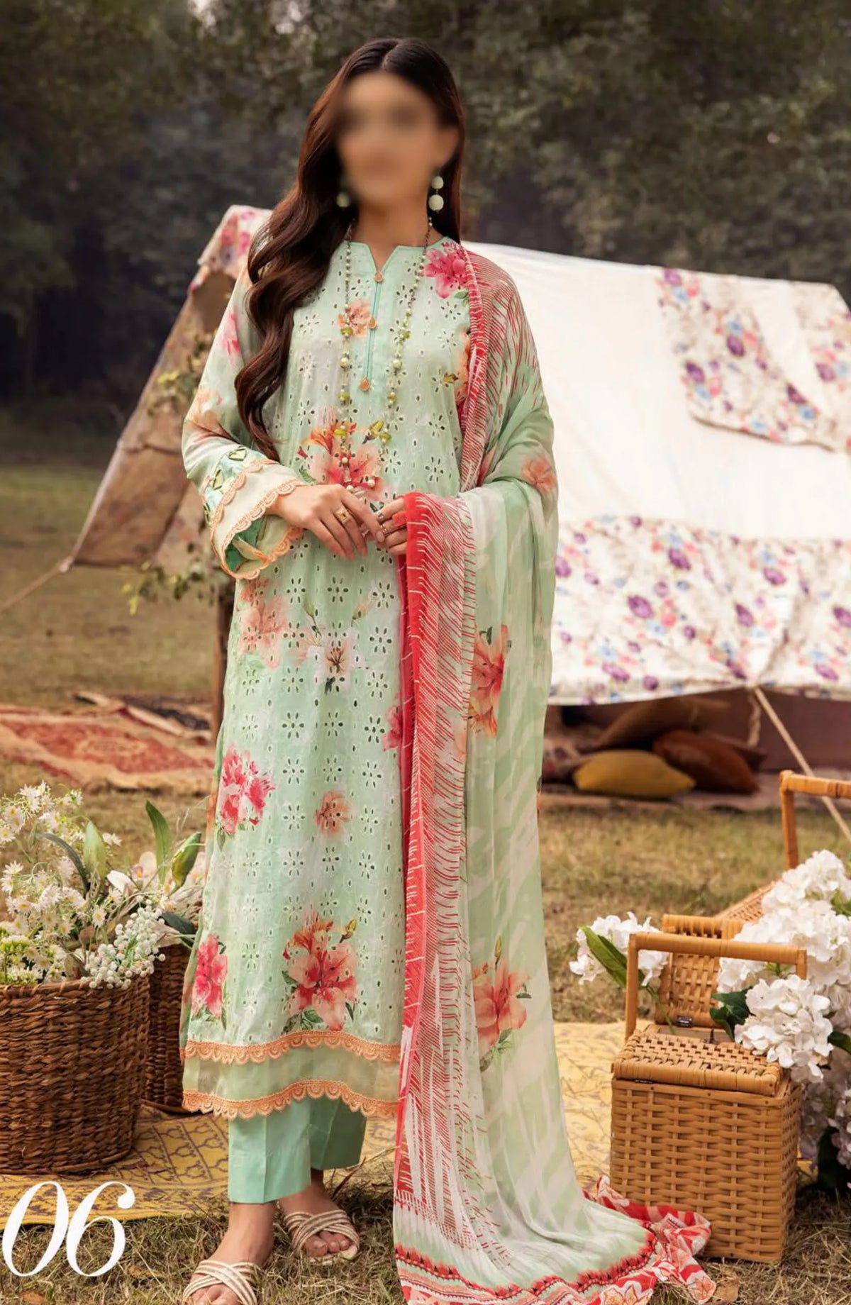 Mahees Printed Chikiankari Lawn Collection Vol 06 2024 - Design 06