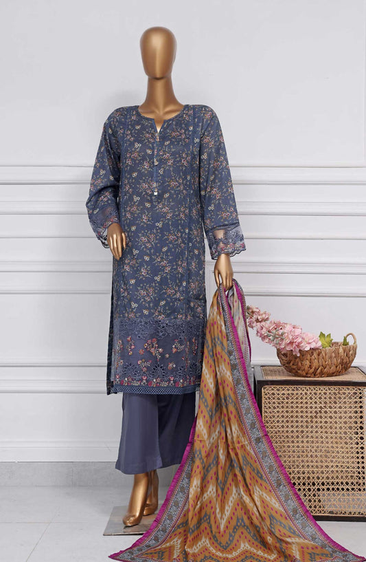 Raya by Sadabahar Embroidered Lawn Stitched 3 Piece - D-06 - SDB25RE - Blue - Summer Collection
