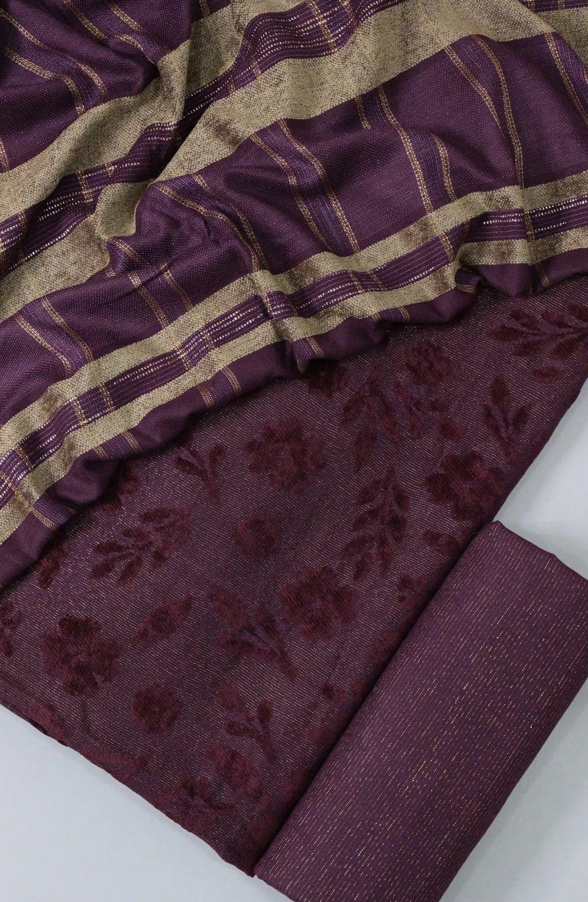 Winter Wimsy Leather Peach Collection With Velvet Broshia Shawl - Design 06