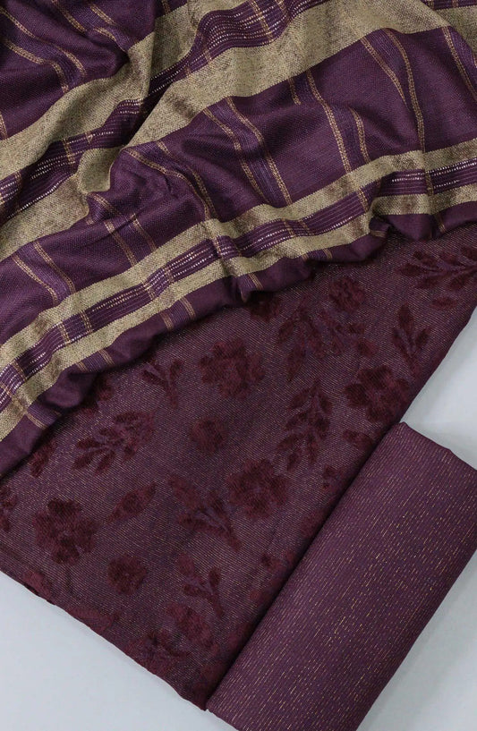 Winter Wimsy Leather Peach Collection With Velvet Broshia Shawl - Design 06