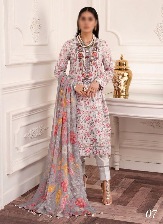AL ZOHAIB Sunshine Bloom Bamber Chikankari Dupatta Collection - Design 07