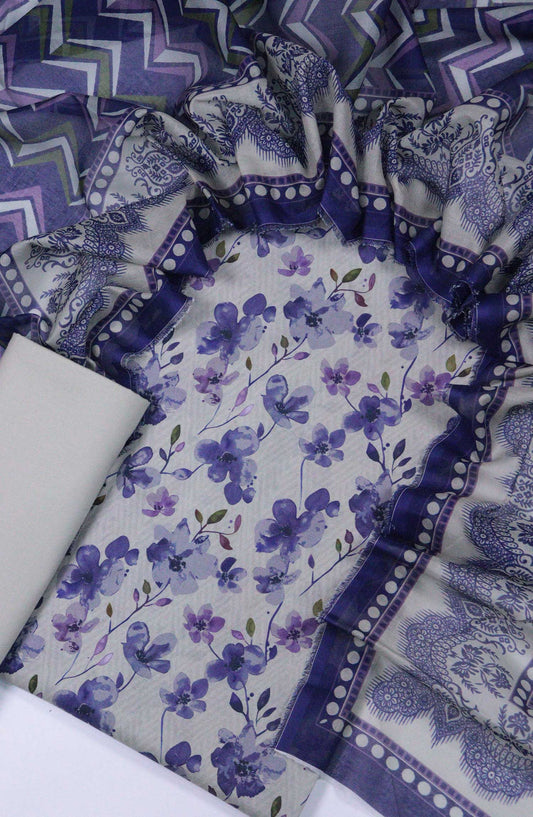 Bin Saeed Printed Lawn Unstitched 3 Piece - D-07 - BS25L - Blue - Summer Collection