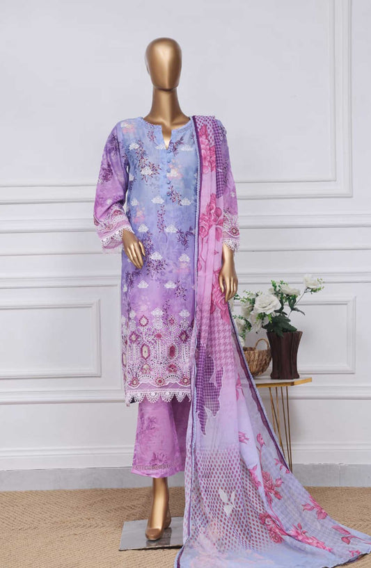 Sadabahar Printed Chikankari Stitched 3 Piece - D-07 - SDB25PC - Purple - Summer Collection