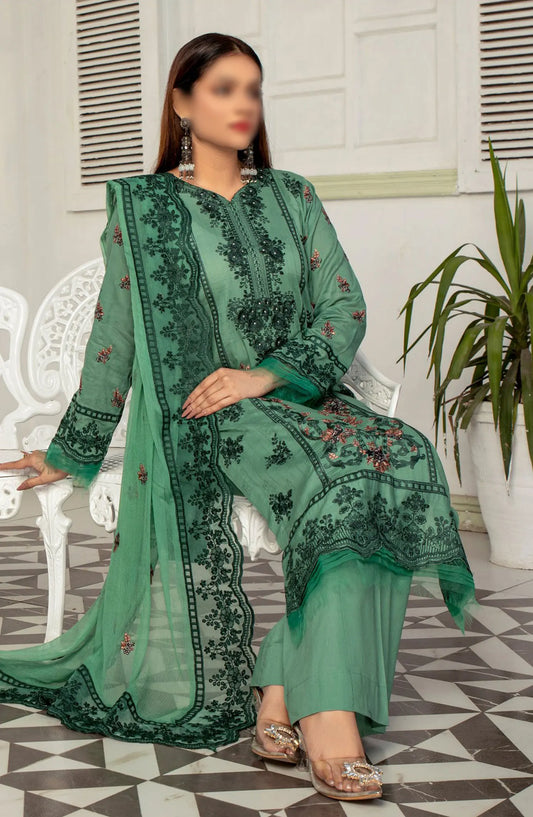 Saffron Premium Embroidered Lawn Collection 2024 - Design 07