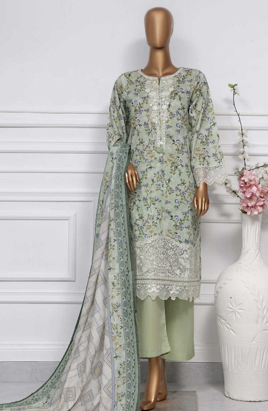 Raya by Sadabahar Embroidered Lawn Stitched 3 Piece - D-07 - SDB25RE - Green - Summer Collection