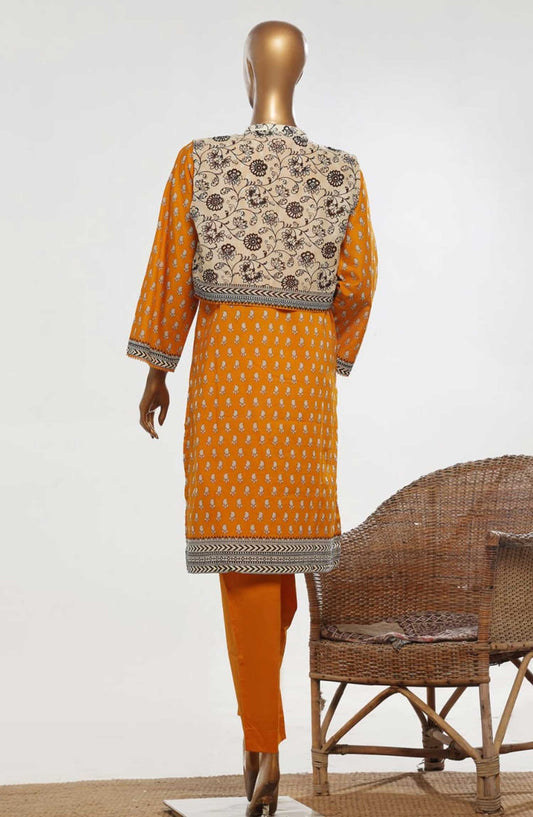 Bin Saeed Embroidered Lawn Stitched 3 Piece Suit - D-07 - BS25ECL - Orange - Summer Collection