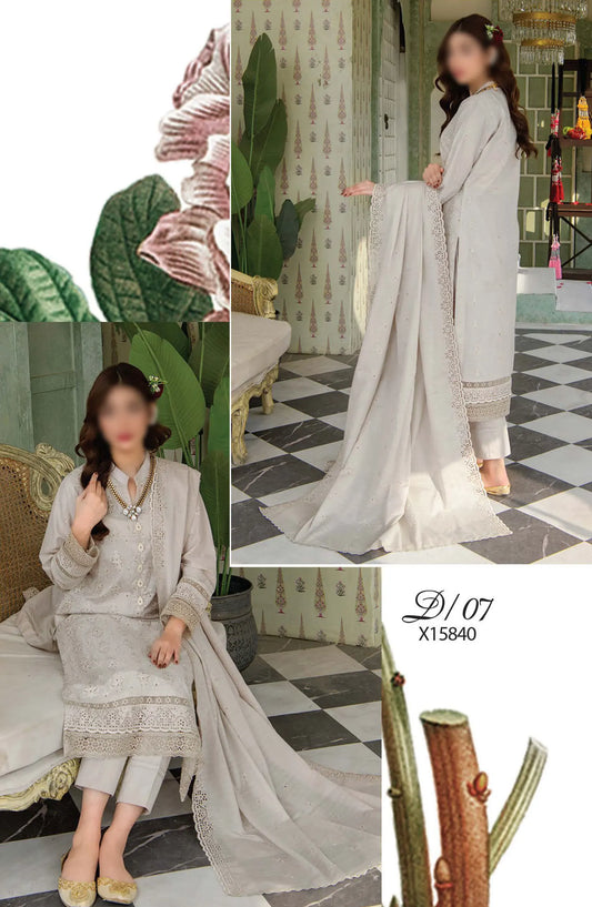 Meraki Exclusive Chikankari Embroidered Lawn Collection 2024 - Design 07