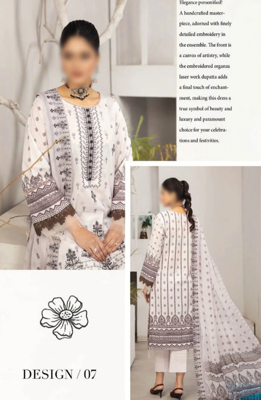 Dastaan Embroidered Print Lawn Collection 2024 By Humdum - Design 07