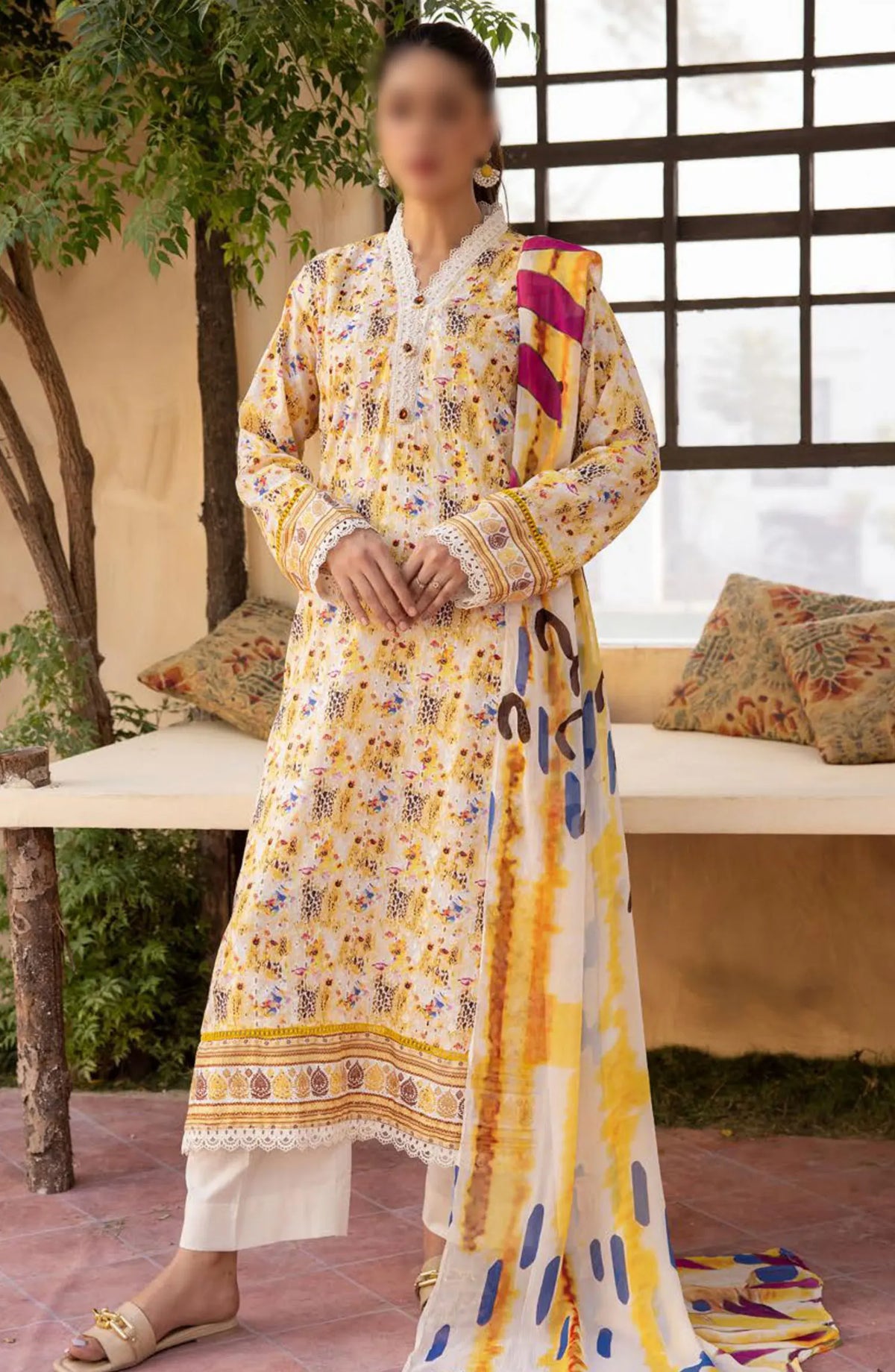 Mahees Printed Chikiankari Lawn Collection 2024 - Design 07