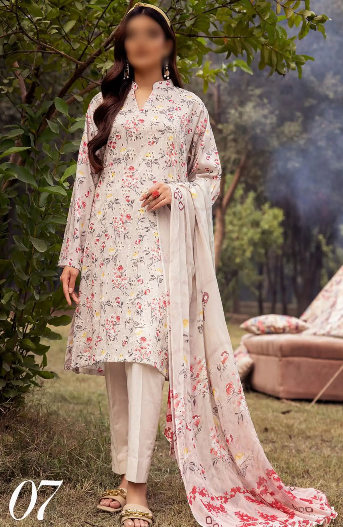 Mahees Printed Chikiankari Lawn Collection Vol 06 2024 - Design 07