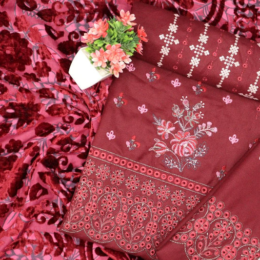 Meerab Vol 02 Unstitched Dhanak Collection 2023 with Velvet Dupatta by Amna Khadija - AK - MDC-Design 07