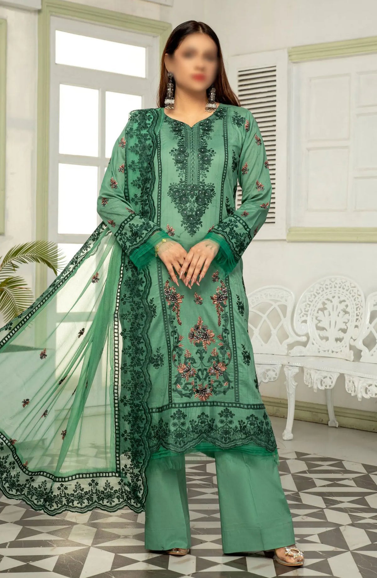 Saffron Premium Embroidered Lawn Collection 2024 - Design 07