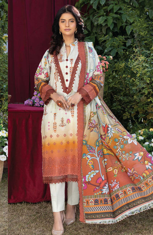 Mashaal by Riaz Arts Embroidered Lawn Unstitched 3 Piece - D-07 - RA25ML2 - White - Summer Collection
