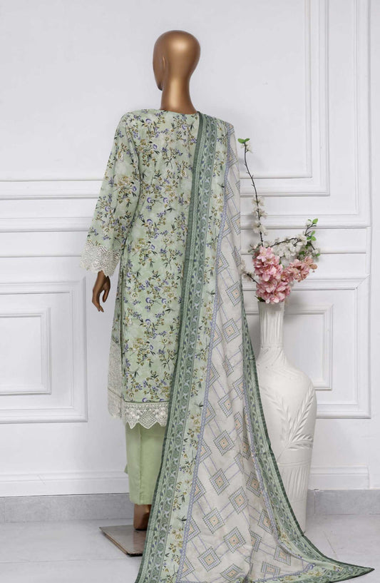 Raya by Sadabahar Embroidered Lawn Stitched 3 Piece - D-07 - SDB25RE - Green - Summer Collection