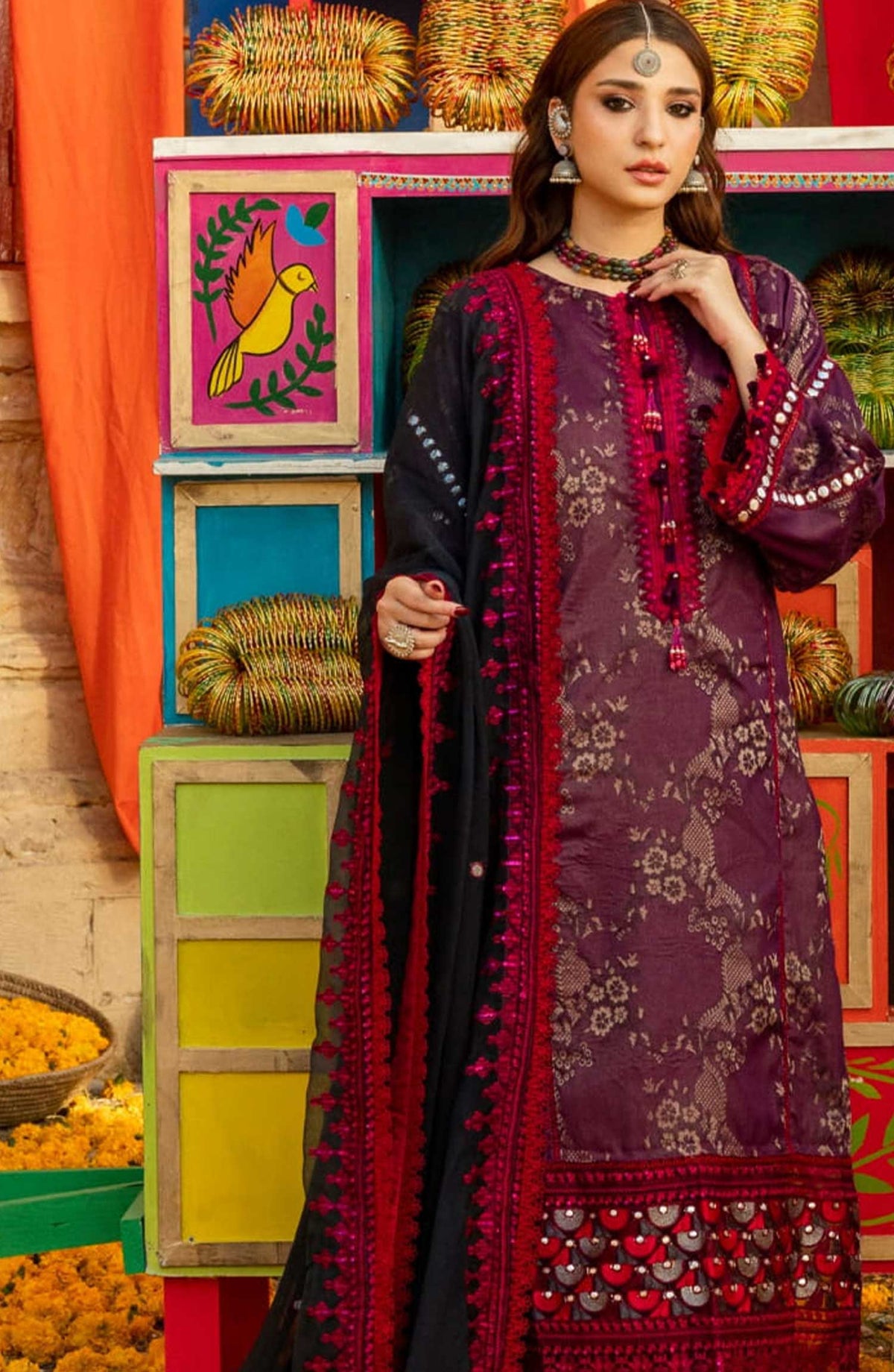Al Zohaib Textile Embroidered Chikankari Unstitched 3 Piece - D-07 - AZT25B - Purple - Casual Collection