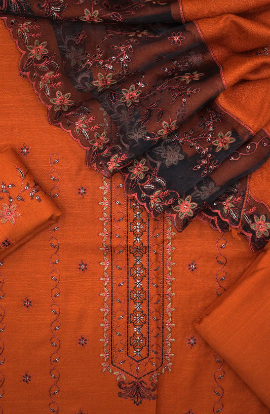 Gul E Lala Emb Winter Slub Shirt with Emb Wool Shawl Collection - Design 07