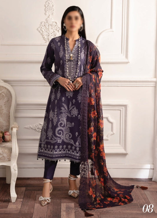AL ZOHAIB Sunshine Bloom Bamber Chikankari Dupatta Collection - Design 08