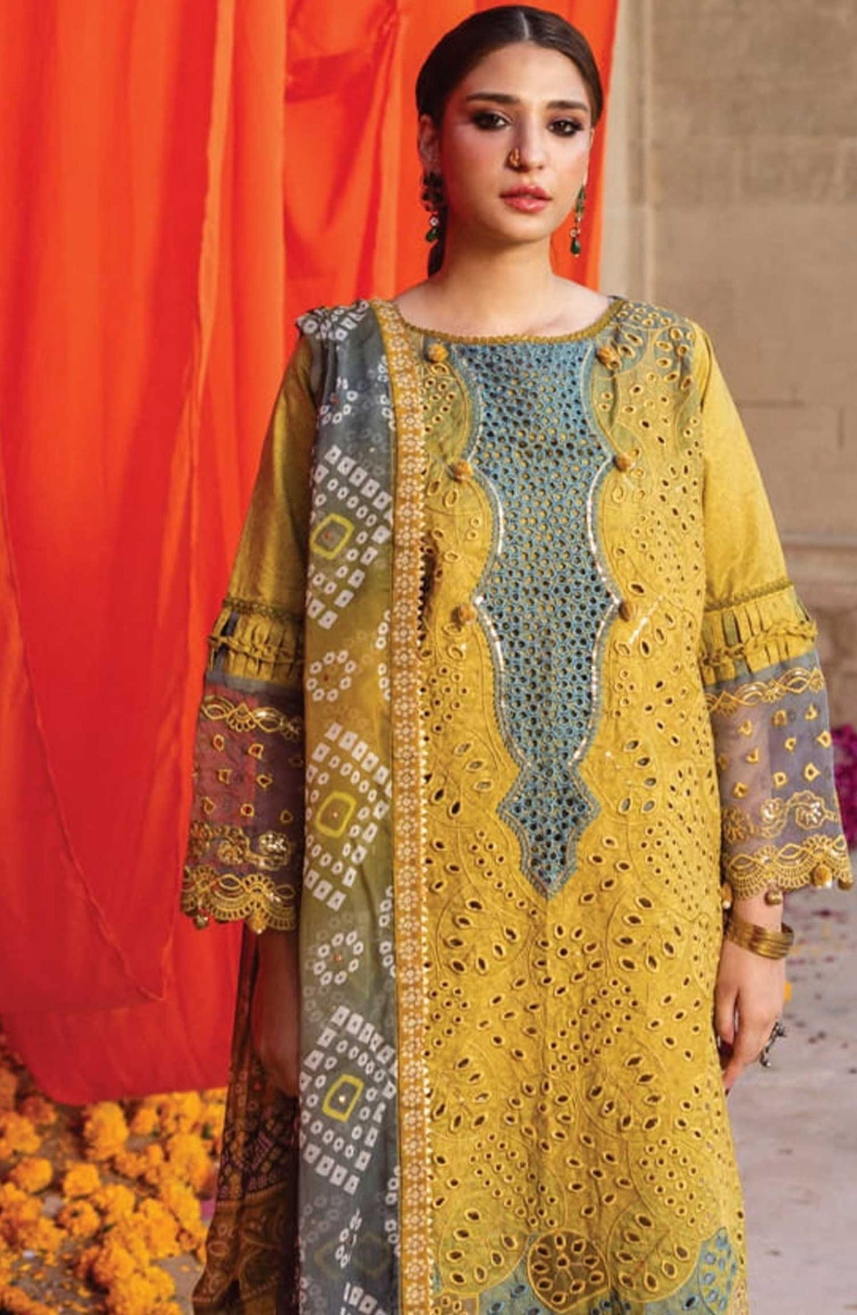 Al Zohaib Textile Embroidered Chikankari Unstitched 3 Piece - D-08 - AZT25B - Yellow - Casual Collection