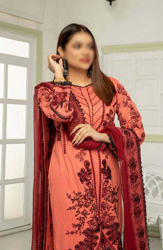 Saffron Premium Embroidered Lawn Collection 2024 - Design 08