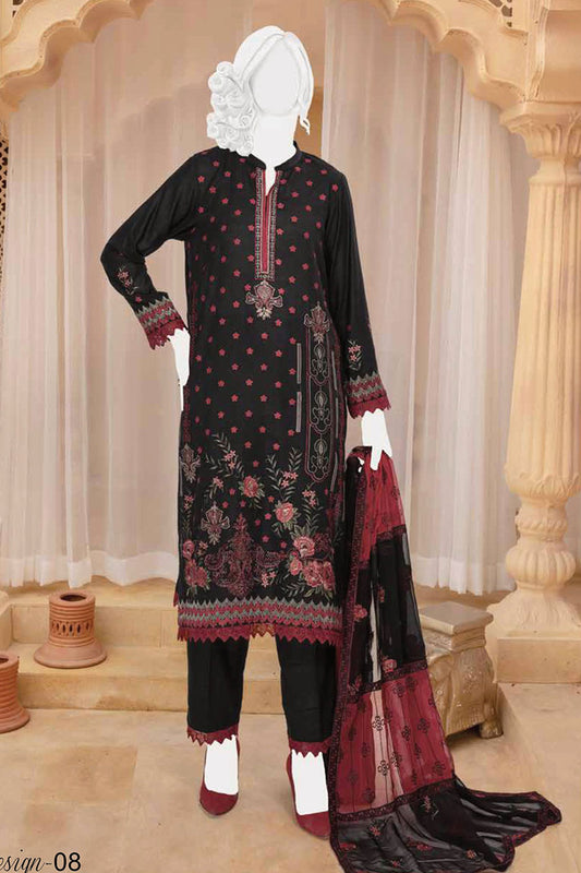 Romansiah Premium Karandi Series with Crinckle Dupatta Collection - Design 08