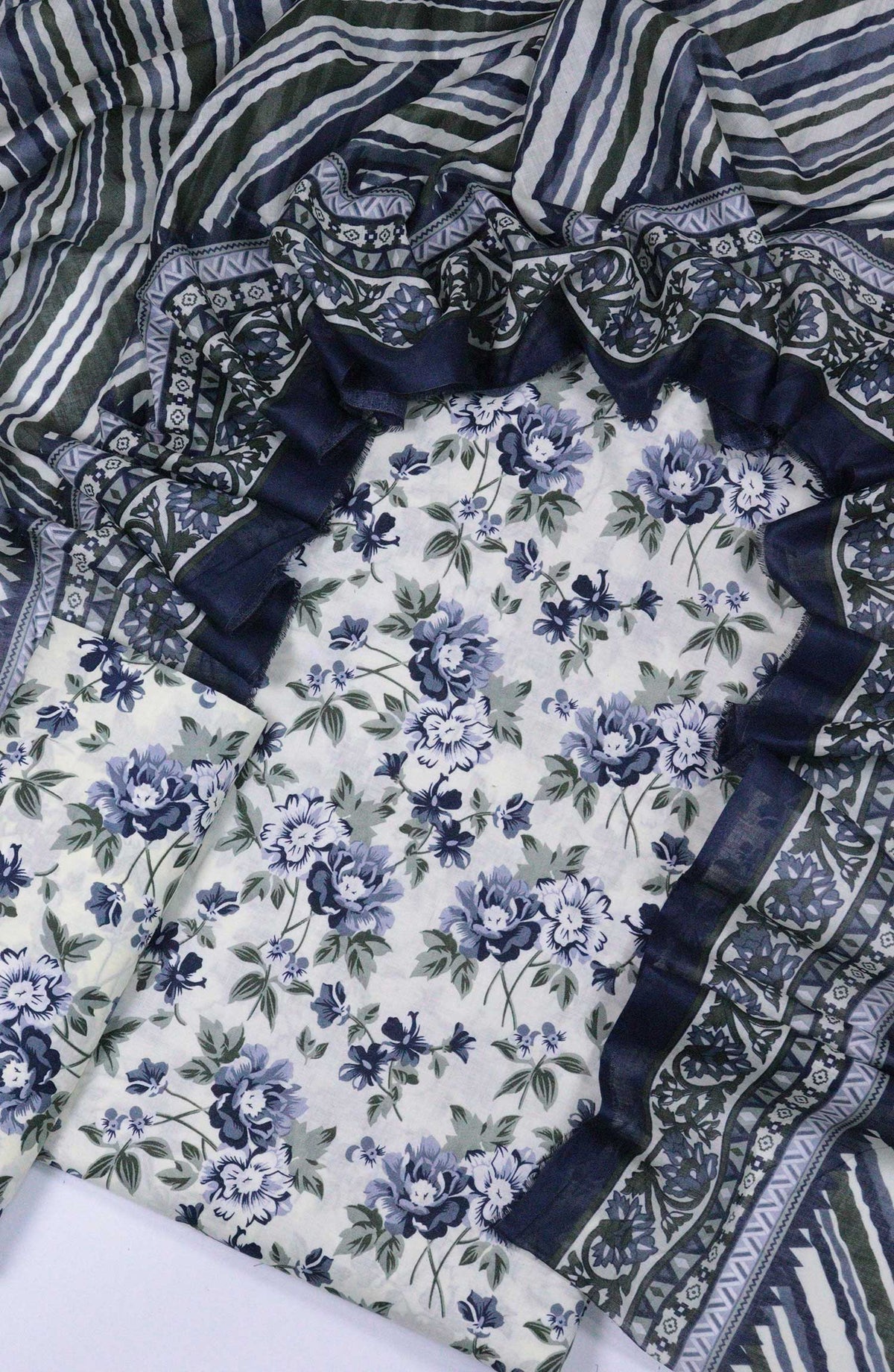 Bin Saeed Printed Lawn Unstitched 3 Piece - D-08 - BS25L - White - Summer Collection