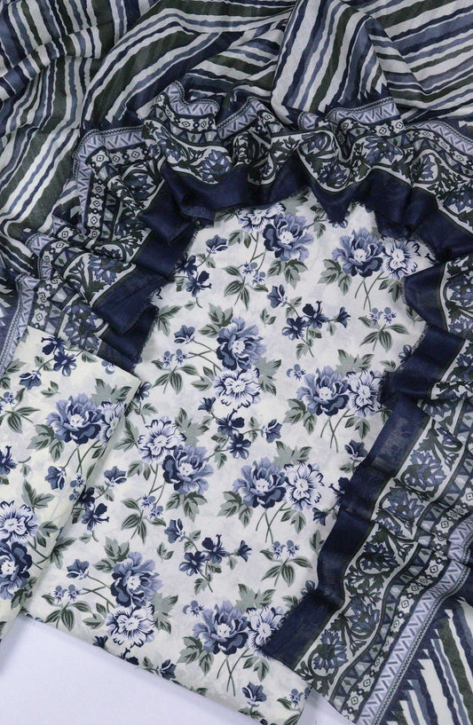 Bin Saeed Printed Lawn Unstitched 3 Piece - D-08 - BS25L - White - Summer Collection