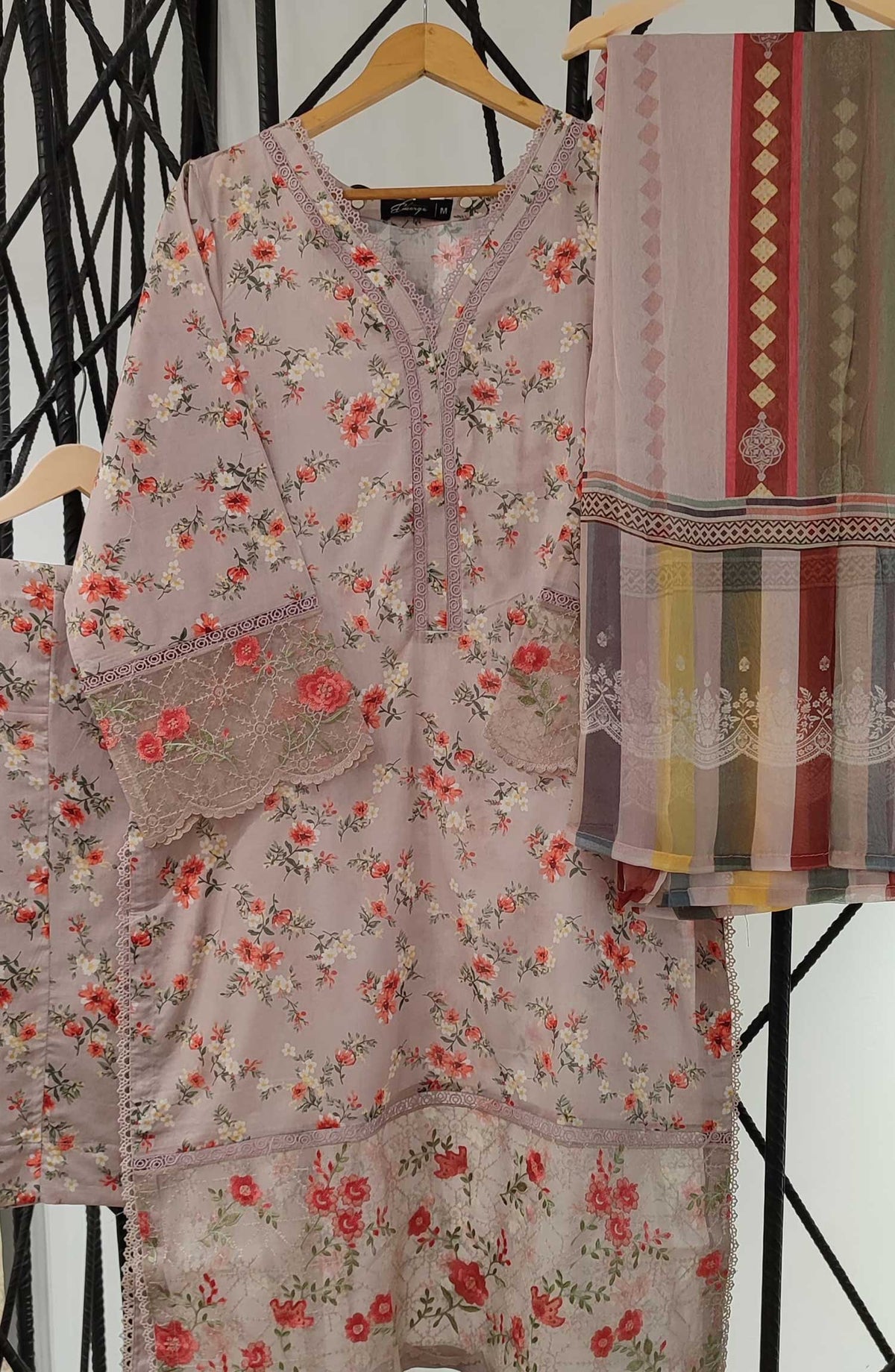 Emerge Embroidered Lawn Stitched 3 Piece - D-08 - EM25CL - Light Pink - Summer Collection