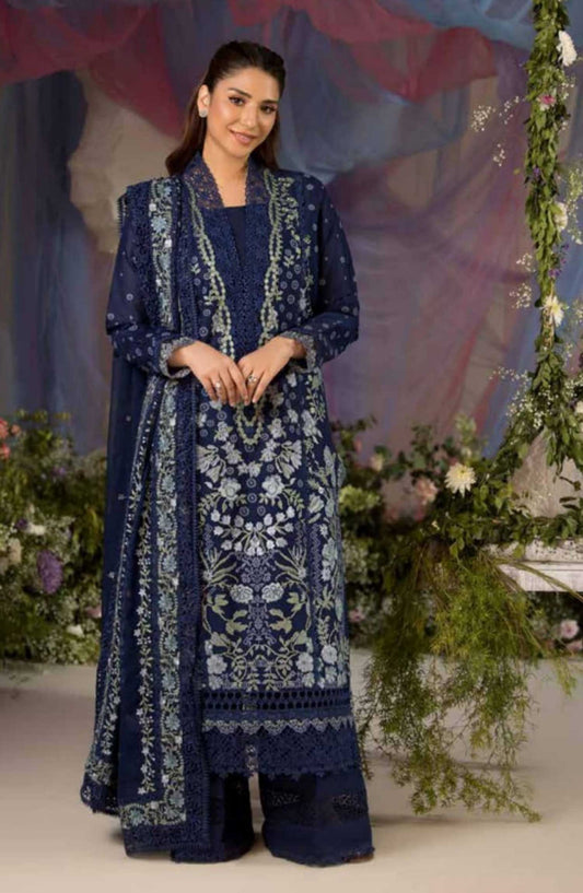 Sobia Nazir Embroidered Unstitched 3 Piece Suit - D-08 A - SBN25LL - Blue - Summer Collection