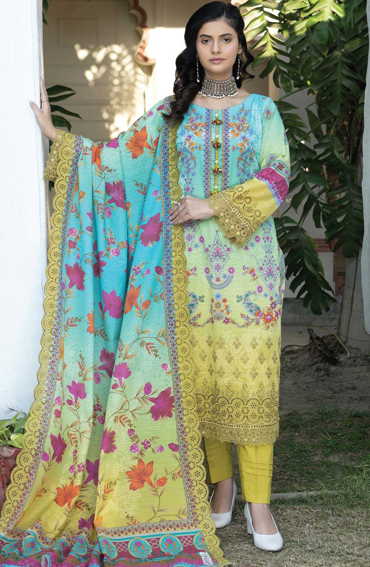 Mashaal by Riaz Arts Embroidered Lawn Unstitched 3 Piece - D-09 - RA25ML2 - Yellow - Summer Collection