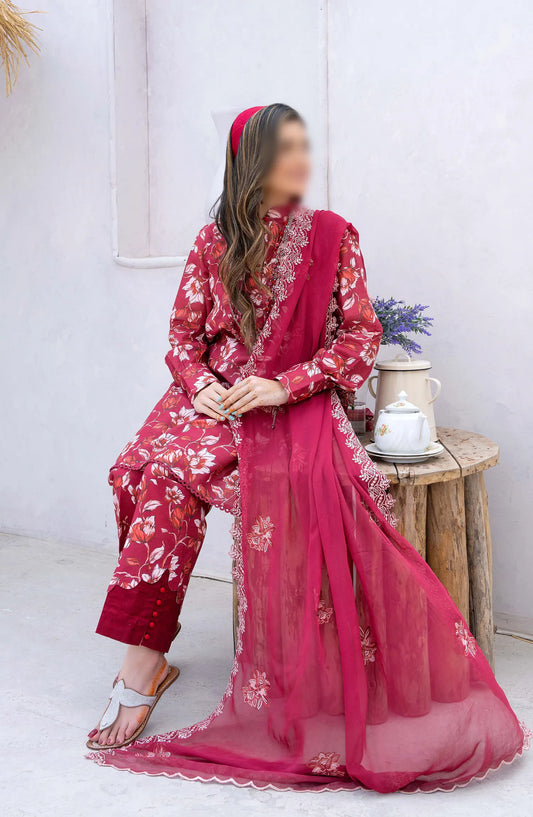 Gardenia Vol 03 Embroidered Print Lawn Collection By Humdum - Design 09