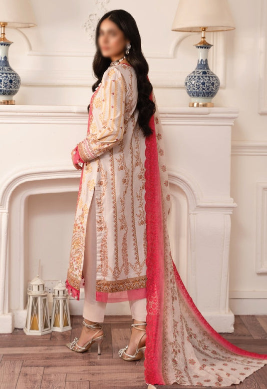 AL ZOHAIB Sunshine Bloom Bamber Chikankari Dupatta Collection - Design 09