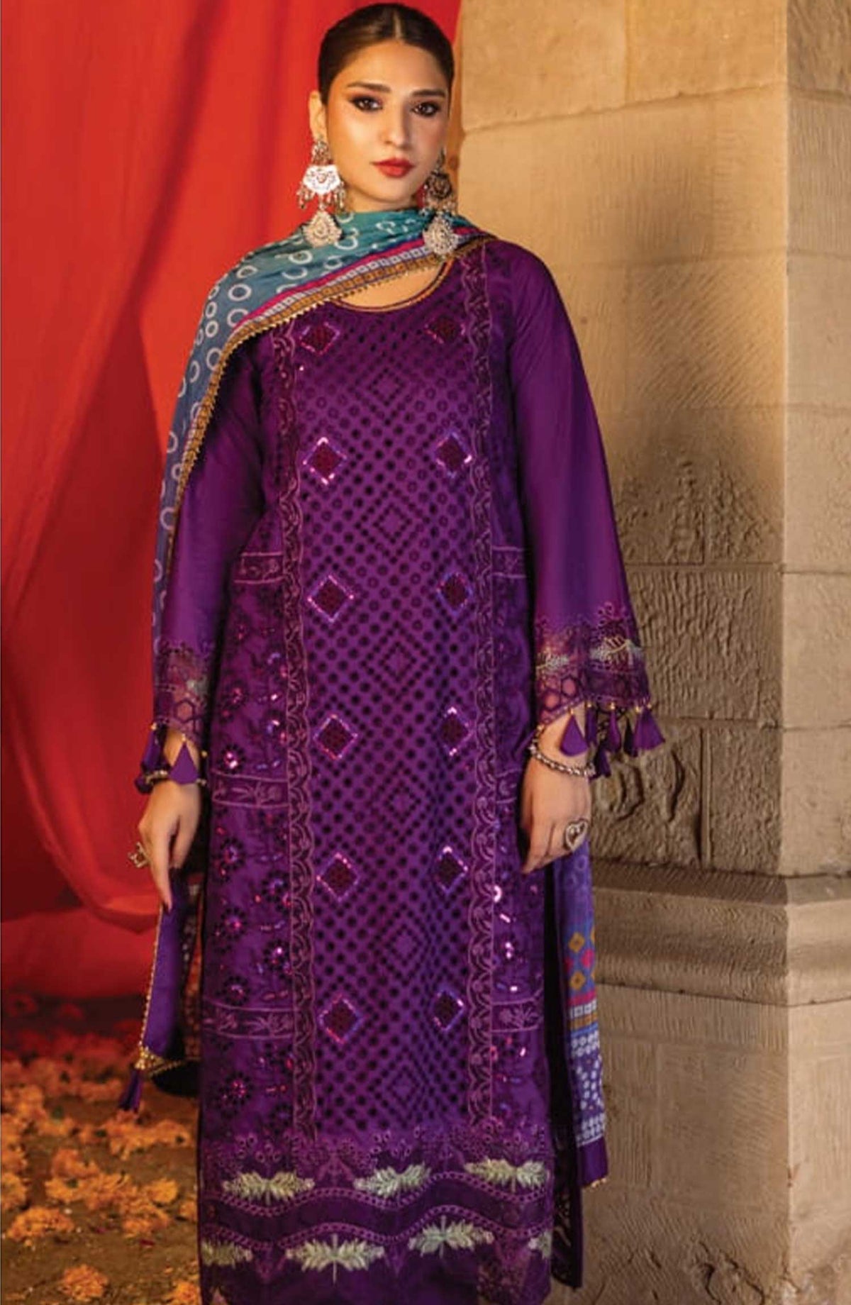 Al Zohaib Textile Embroidered Chikankari Unstitched 3 Piece - D-09 - AZT25B - Purple - Casual Collection