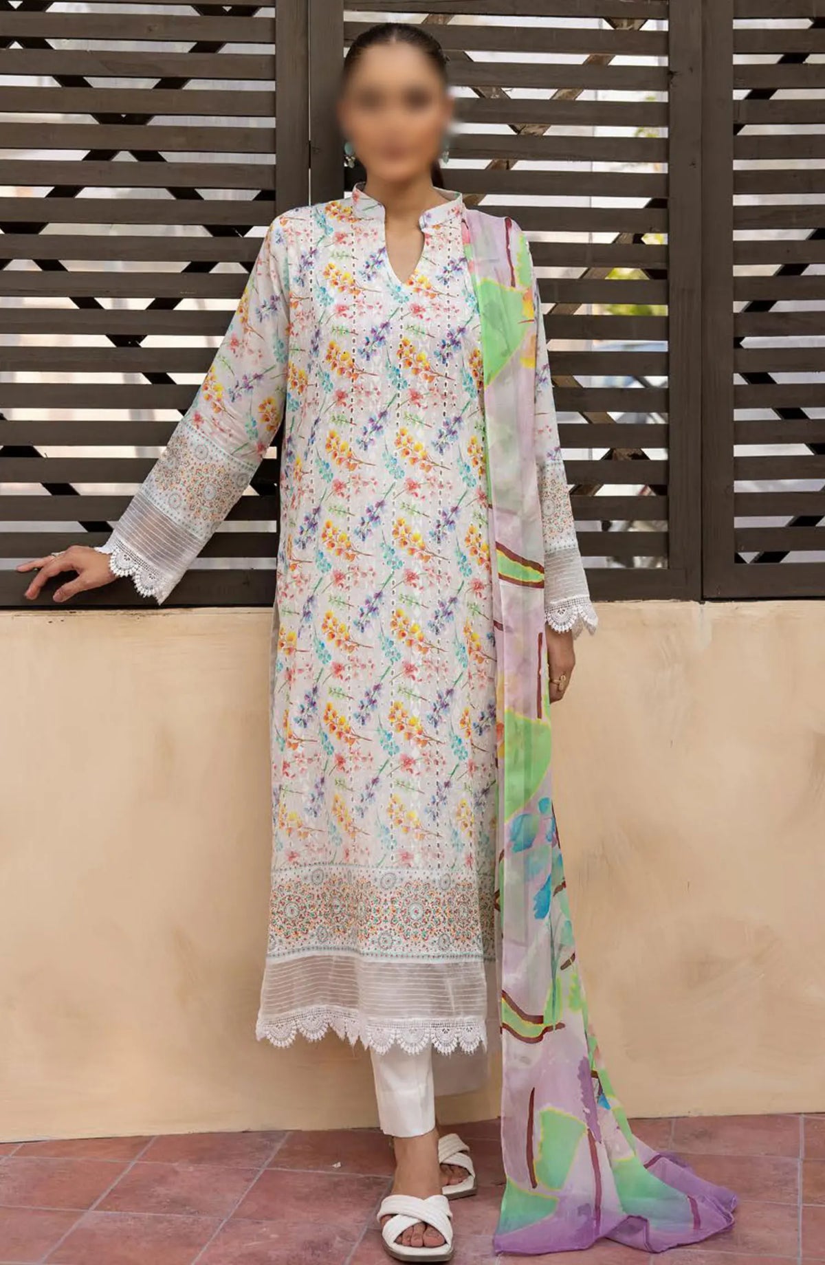 Mahees Printed Chikiankari Lawn Collection 2024 - Design 09
