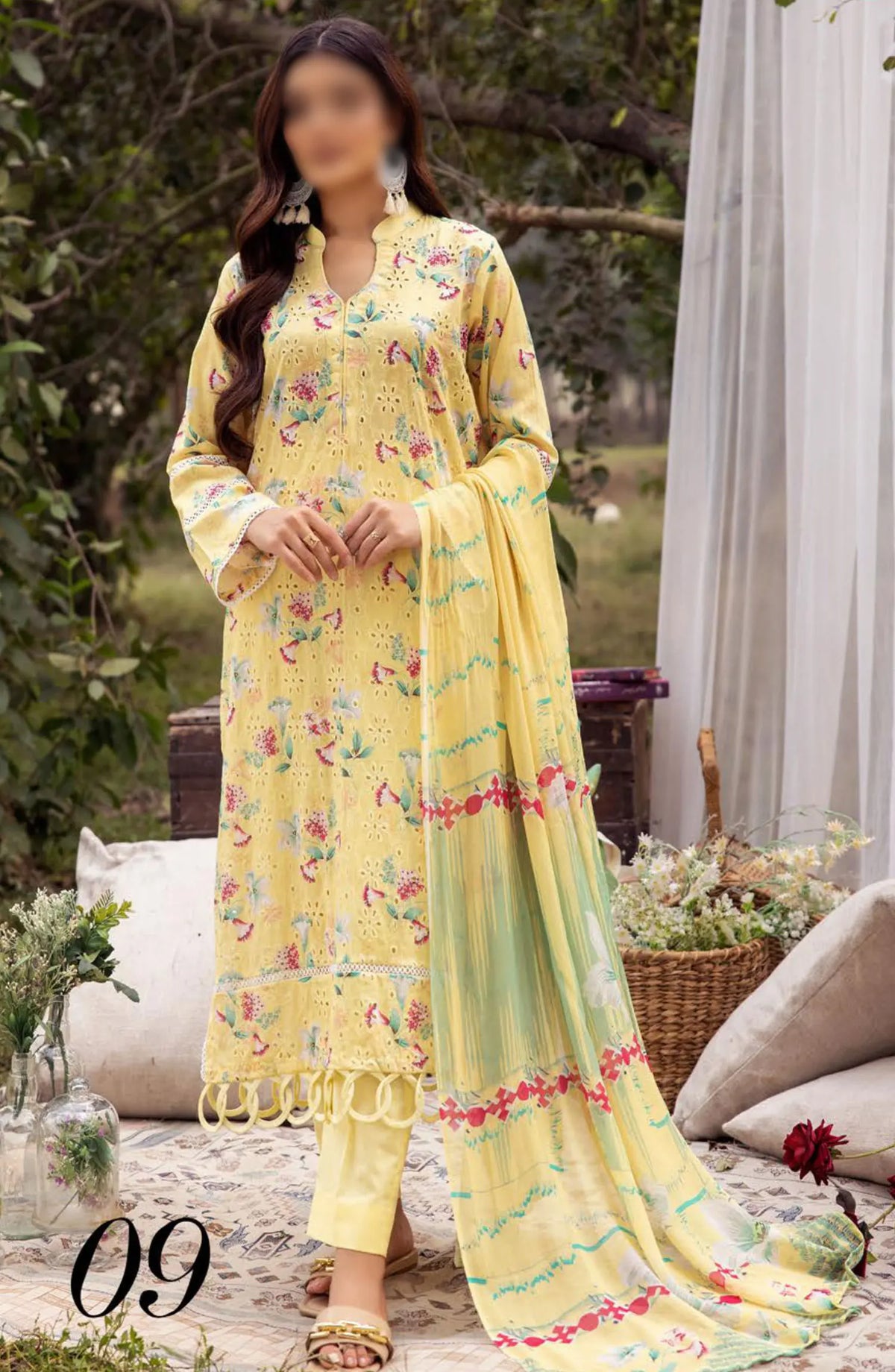 Mahees Printed Chikiankari Lawn Collection Vol 06 2024 - Design 09